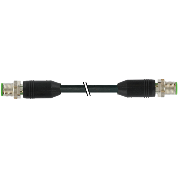 M12 male 0°/M12 male 0° D-cod. PUR 1x4xAWG22 shielded bk+drag-ch 5m image 1