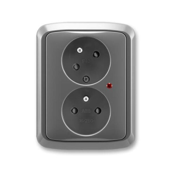 5593A-C02357 S2 Double socket outlet with earthing pins, shuttered, with turned upper cavity, with surge protection image 2