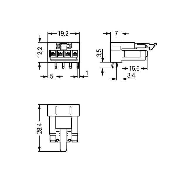 Socket for PCBs angled 4-pole white image 4