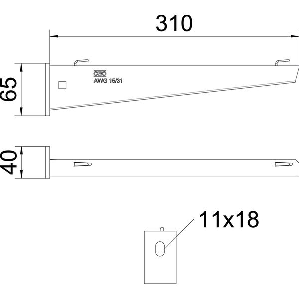 AW G 15 31 FT Wall and support bracket for mesh cable tray B310mm image 2