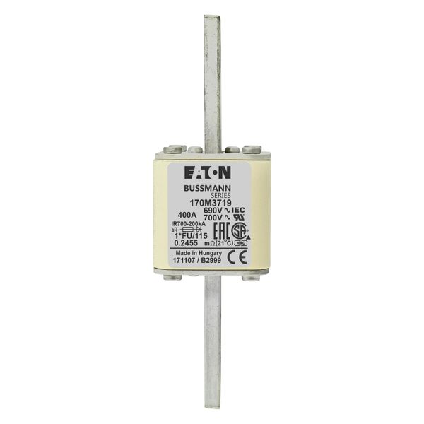 Fuse-link, high speed, 400 A, AC 690 V, compact size 1, 45 x 45 x 148 mm, aR, IEC, UL image 6