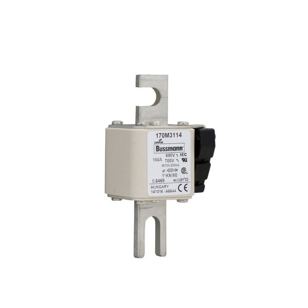 Fuse-link, high speed, 160 A, AC 690 V, compact DIN 1, 45 x 59 x 104 mm, aR, DIN, IEC, single indicator image 8