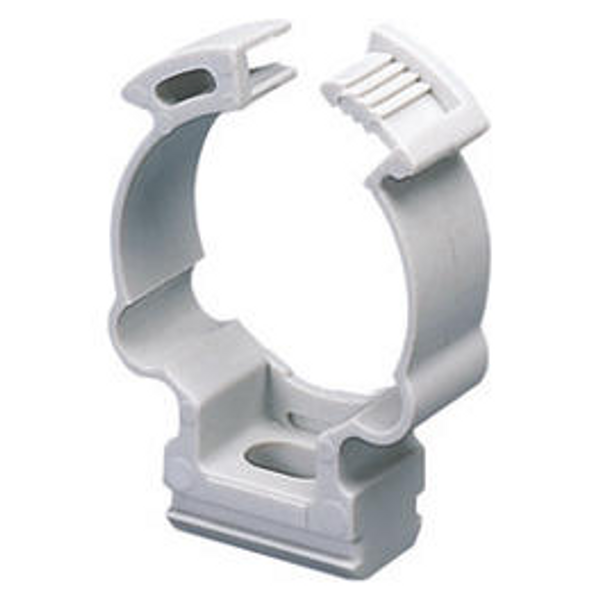 SHOCKPROOF POLYMER SADDLE COLLAR CLIP - FOR EXTERNAL CONDUITS Ø 16MM - GREY RAL 7035 image 1