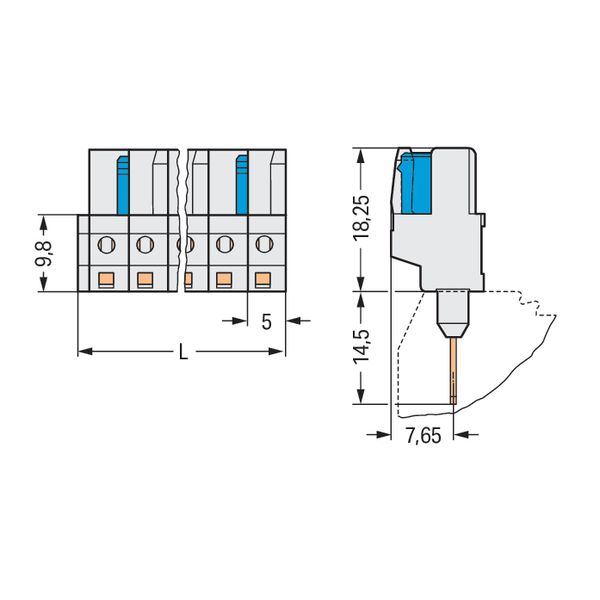 Female connector for rail-mount terminal blocks 0.6 x 1 mm pins straig image 5