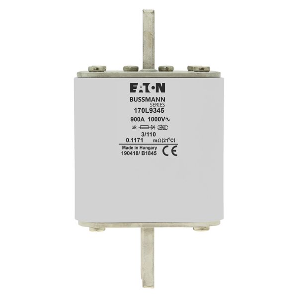 Fuse-link, high speed, 900 A, AC 1000 V, Size 3, 76 x 90 x 141 mm, aR, DIN, IEC, visual indicator image 16