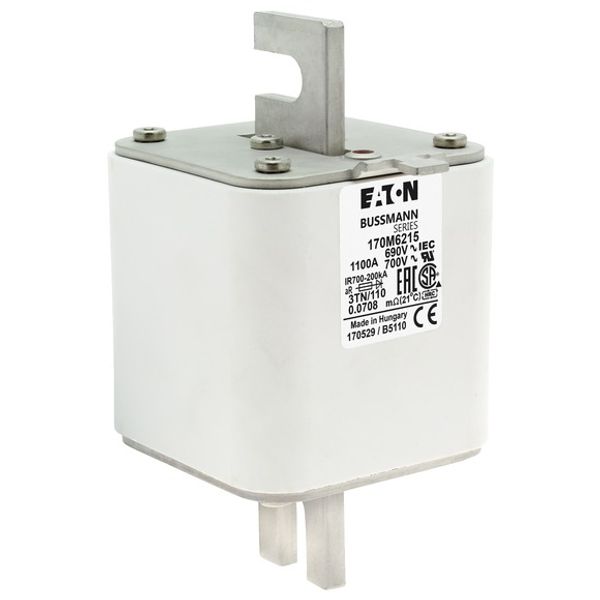 Fuse-link, high speed, 1100 A, AC 690 V, DIN 3, 76 x 90 x 139 mm, aR, DIN, IEC, type T indicator image 5