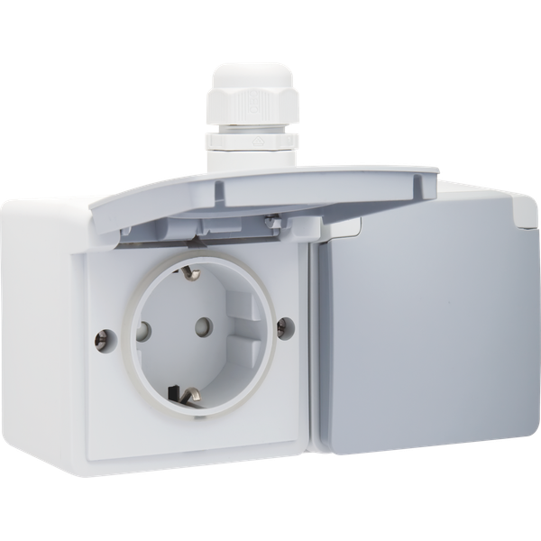 Splashproof double horizontal surface-mounting socket outlet 16 A/250 image 2