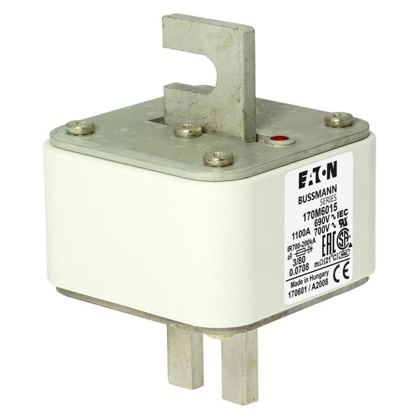 Fuse-link, high speed, 1100 A, AC 690 V, DIN 3, 76 x 76 x 109 mm, aR, DIN, IEC, single indicator image 19