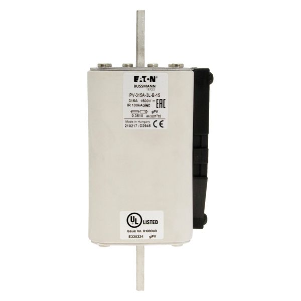 Fuse-link, high speed, 315 A, DC 1500 V, 3L, 75 x 205 mm, gPV, IEC, UL, with indicator, bolted contacts image 22