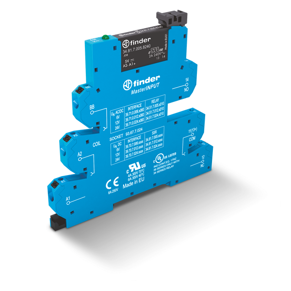 Rel. interface SSR MasterINPUT Push-IN In.12VDC/SEN/1NO Out.6A/24VDC (39.70.7.012.9024) image 2