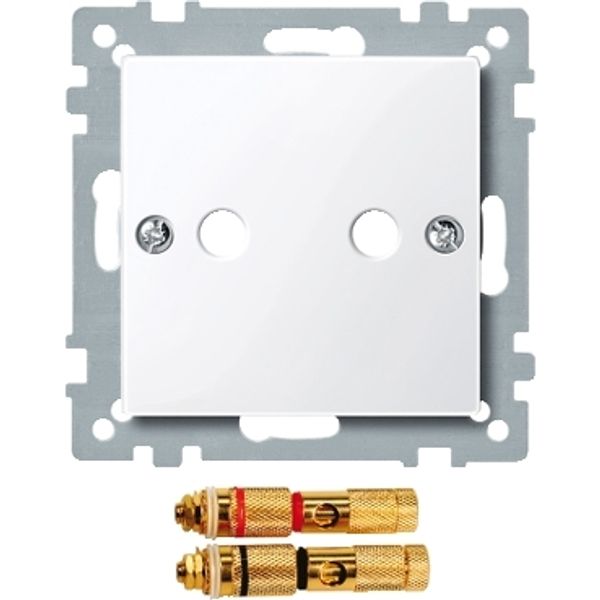 Central plate w. high-end loudspeaker connector, active white, glossy, System M image 2