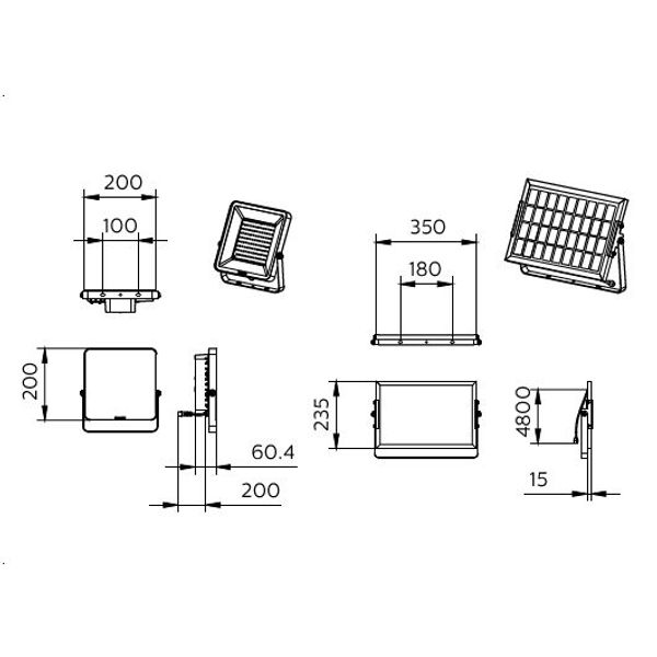 Ledinaire Floodlights Solar, 6.5 W, 910 lm, 4000 K, CRI80, IR remote, Symmetrical, IP65 image 2