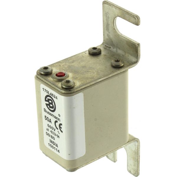 Fuse-link, high speed, 50 A, AC 660 V, size 00, 30 x 51 x 98 mm, aR, DIN, IEC, single indicator image 13