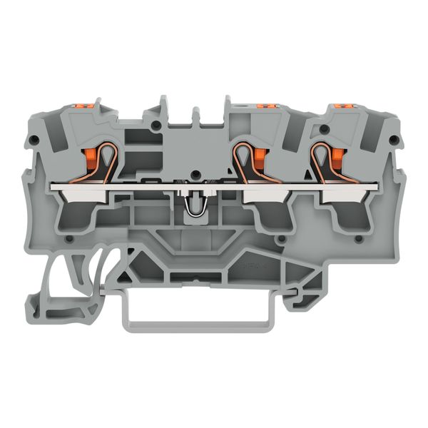 3-conductor through terminal block with push-button 4 mm² gray image 3