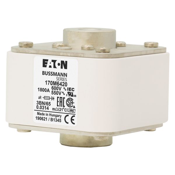 Fuse-link, high speed, 1800 A, AC 600 V, size 3, 76 x 92 x 53 mm, aR, IEC, UL, single indicator image 3