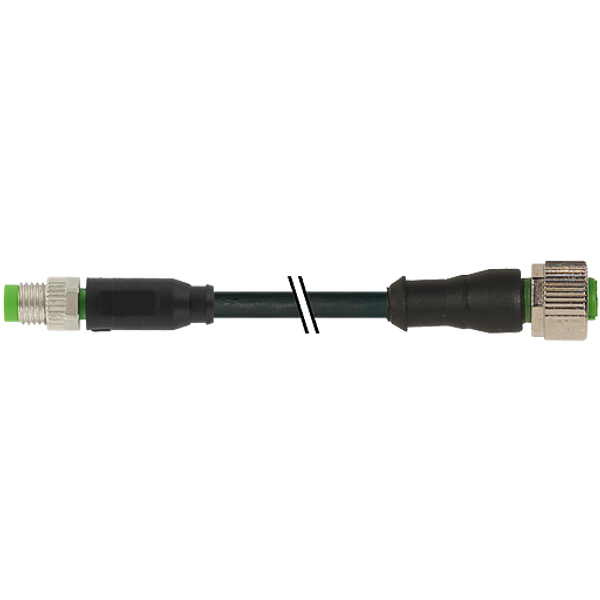 M8 male 0° / M12 female 0° A-cod. PUR 4x0.25 bk UL/CSA+drag ch. 5m image 1