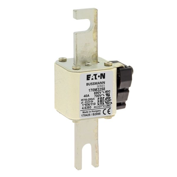 Fuse-link, high speed, 40 A, AC 690 V, compact DIN 1, 45 x 58 x 134 mm, aR, DIN, IEC, single indicator image 7