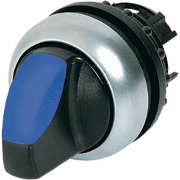 Illuminated selector switch actuator, RMQ-Titan, With thumb-grip, momentary, 3 positions, Blue, Bezel: titanium image 1