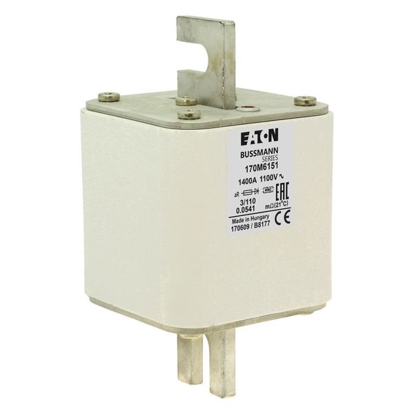 Fuse-link, high speed, 1400 A, AC 1100 V, size 3, 76 x 90 x 139 mm, aR, DIN, IEC, single indicator image 9