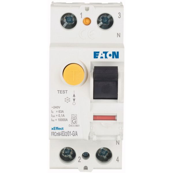 Residual current circuit breaker (RCCB), 63A, 2p, 100mA, type G/A image 2
