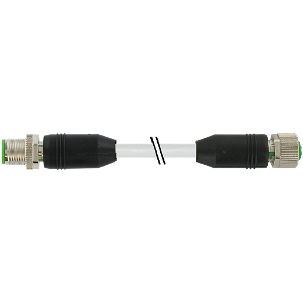 M12 male 0°/M12 fem. 0° A-cod. PUR 4x0.34 shielded gy+drag-ch 8m image 1