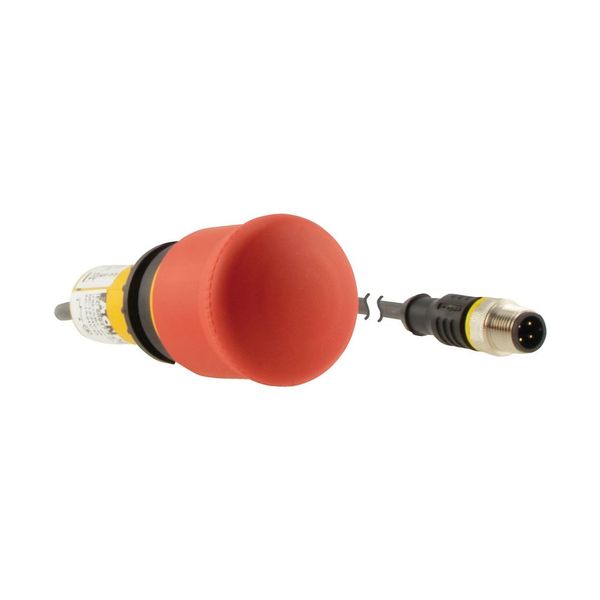 Emergency stop/emergency switching off pushbutton, Mushroom-shaped, 38 mm, Pull-to-release function, 1 NC, 1 N/O, Cable (black) with M12A plug, 4 pole image 16