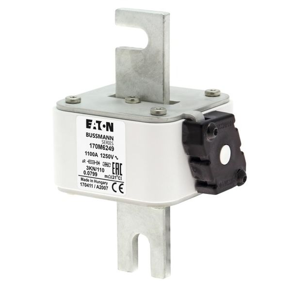 Fuse-link, high speed, 1100 A, AC 1250 V, size 3, 76 x 92 x 139 mm, aR, DIN, IEC, single indicator image 3