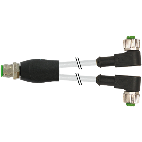 Y-Distributor M12 male/M12 fem. 90° A-cod. PUR 3x0.34 gy +drag ch. 3m image 1