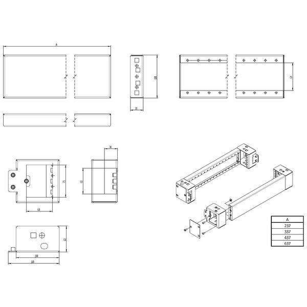 Plinth side parts (pair) with corner parts D=600 H=100 mm image 2