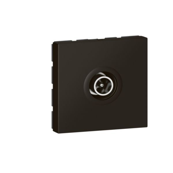 Mosaic single male TV socket 2 modules - matte black image 1