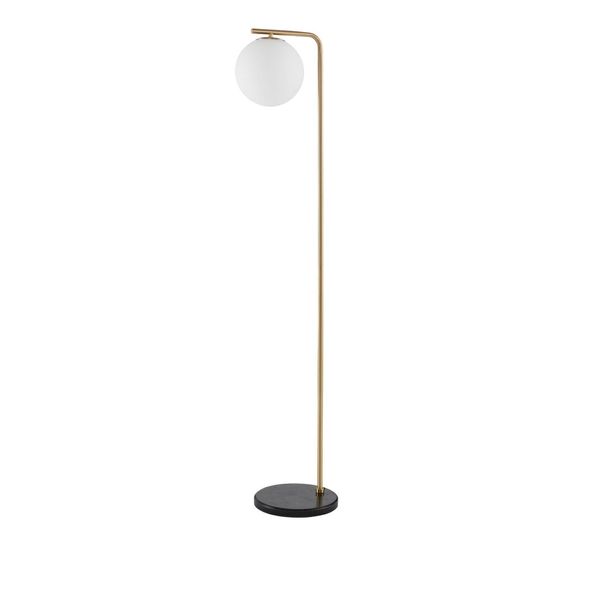 Satin Gold Metal & Black Marble White Opal Glass LED E27 1x12 Watt 230 Volt Bulb Excluded IP20 Cable Length: 160 cm L: 31 W: 25 H: 140 cm image 1