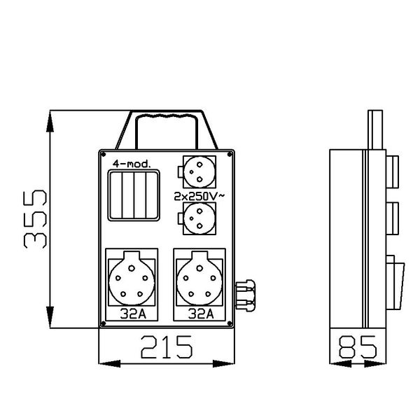 RS 4-MOD 2x2P+Z, 3P+N+Z 16A, 3P+N+Z 32A image 2