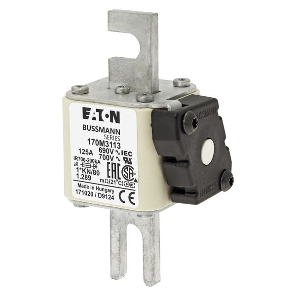 Fuse-link, high speed, 125 A, AC 690 V, compact DIN 1, 45 x 59 x 104 mm, aR, DIN, IEC, single indicator image 5