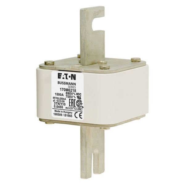 Fuse-link, high speed, 1500 A, AC 690 V, DIN 3, 76 x 90 x 139 mm, aR, DIN, IEC, type T indicator image 11