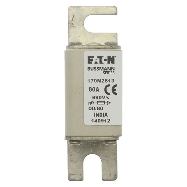 Fuse-link, high speed, 80 A, AC 690 V, DIN 00, 30 x 51 x 100 mm, gR, DIN, IEC, single indicator image 8