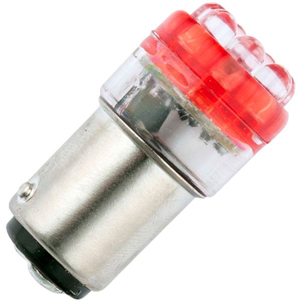 Ba15d 8x Single LED T18x45 24V AC/DC Red 30Khrs image 1