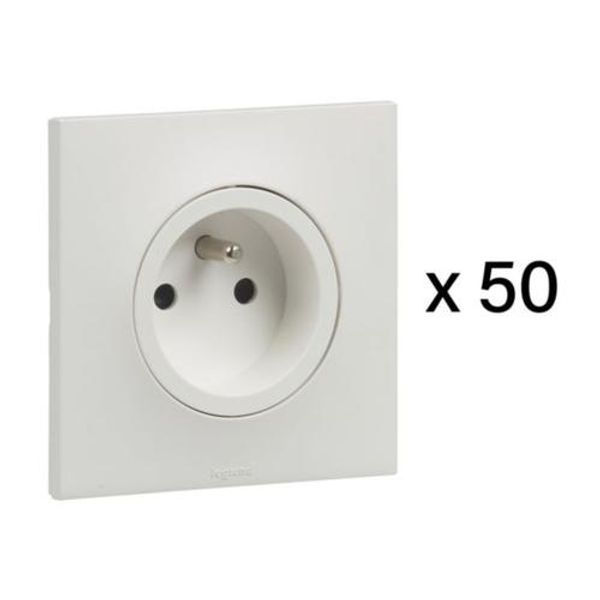 Set of 50 2P+T F/B sockets without clips, without Urbano hot shoe in white finish image 1