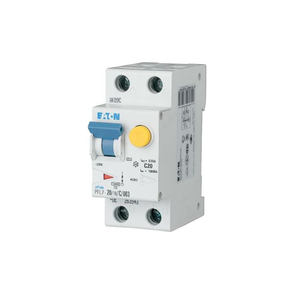 RCD/MCB combination, 20 A, 300 mA, MCB trip characteristic: B, 1p+N, RCD trip characteristic: A image 1