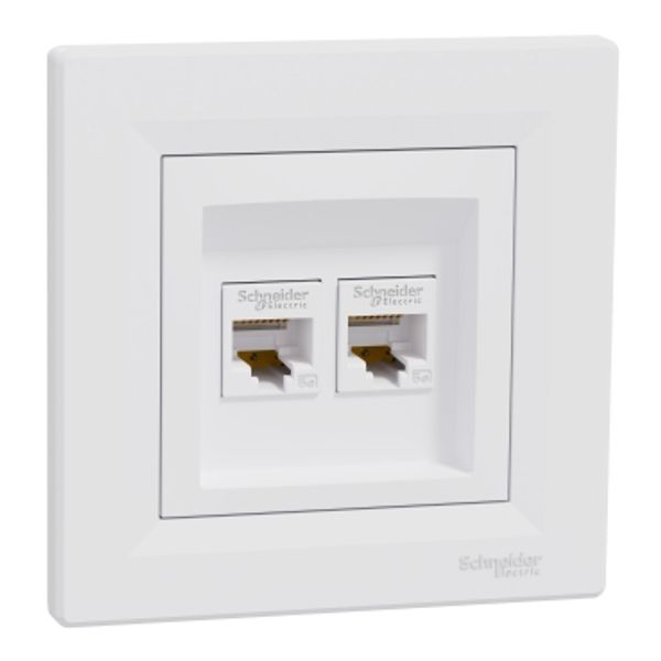 Asfora - double Data socket - RJ45 cat.5e UTP white image 2