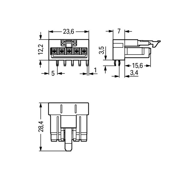 Socket for PCBs angled 5-pole light green image 5