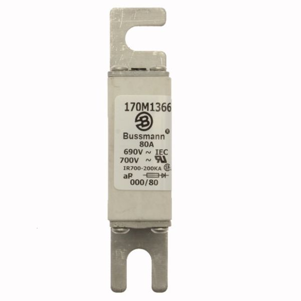 Fuse-link, high speed, 80 A, AC 690 V, DIN 000, 21 x 40 x 100 mm, aR, DIN, IEC, single indicator image 3