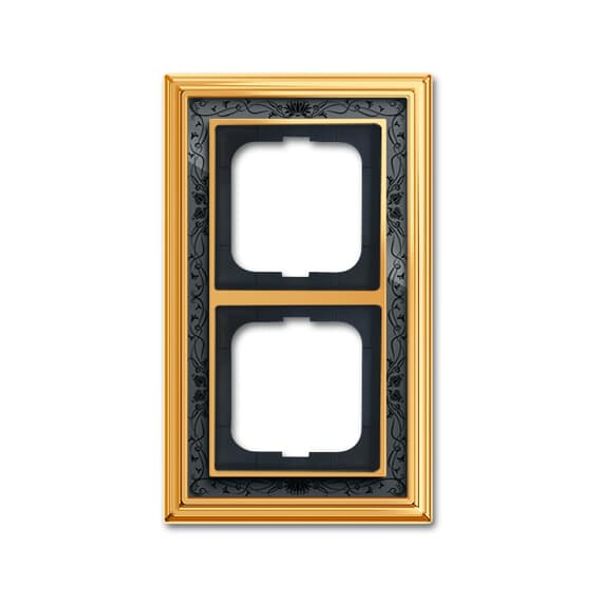 1722-833-500 Cover Frame 2gang(s) polished brass decor anthracite - Busch-Dynasty image 1