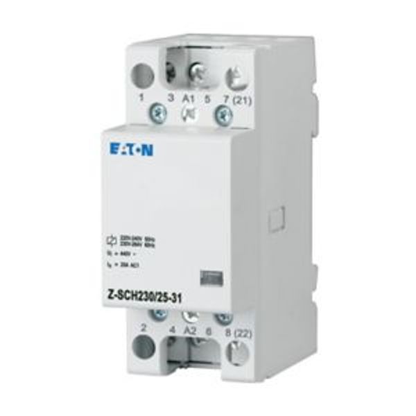 Installation contactor, 230VAC/50Hz, 3N/O+1N/C, 25A, 2HP image 2