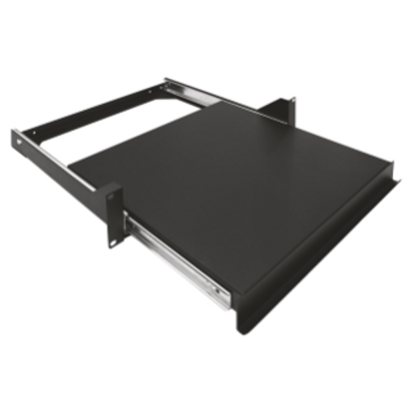 19'' SLIDING SHELF - DEPTH 410MM - 2U - BLACK image 1