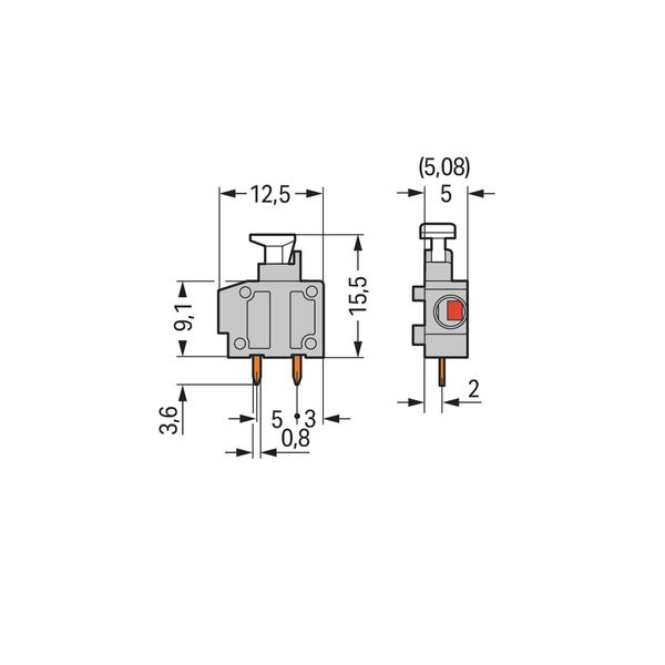 Stackable PCB terminal block push-button 1.5 mm² orange image 2