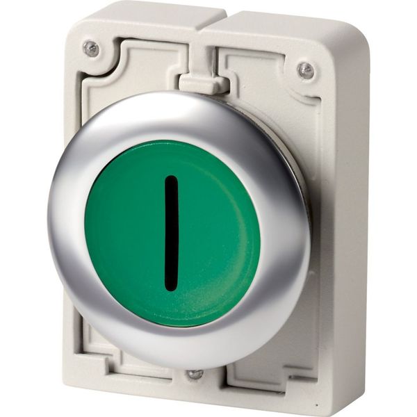 Illuminated pushbutton actuator, RMQ-Titan, flat, maintained, green, inscribed, Front ring stainless steel image 3