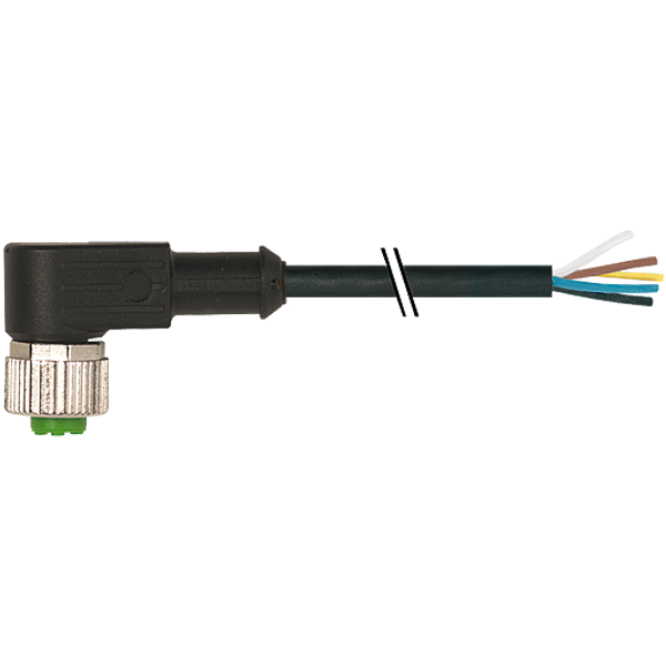 M12 female 90° A-cod. with cable PUR 5x0.34 bk UL/CSA+drag ch. 1m image 1