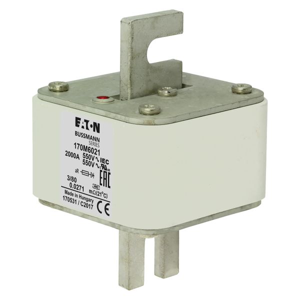 Fuse-link, high speed, 2000 A, AC 550 V, DIN 3, 76 x 76 x 109 mm, aR, DIN, IEC, single indicator image 8