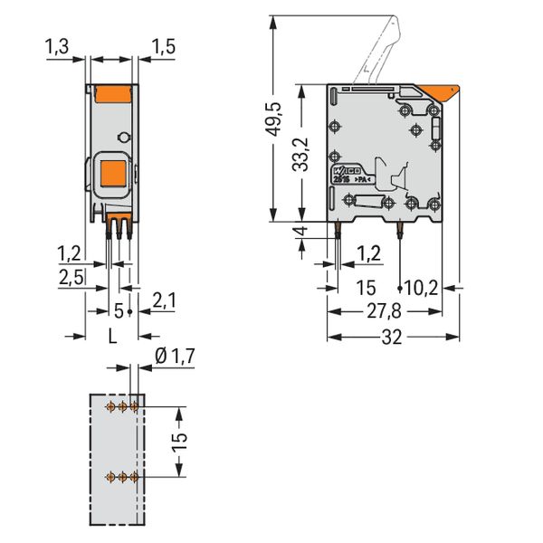 PCB terminal block lever 16 mm² red image 5