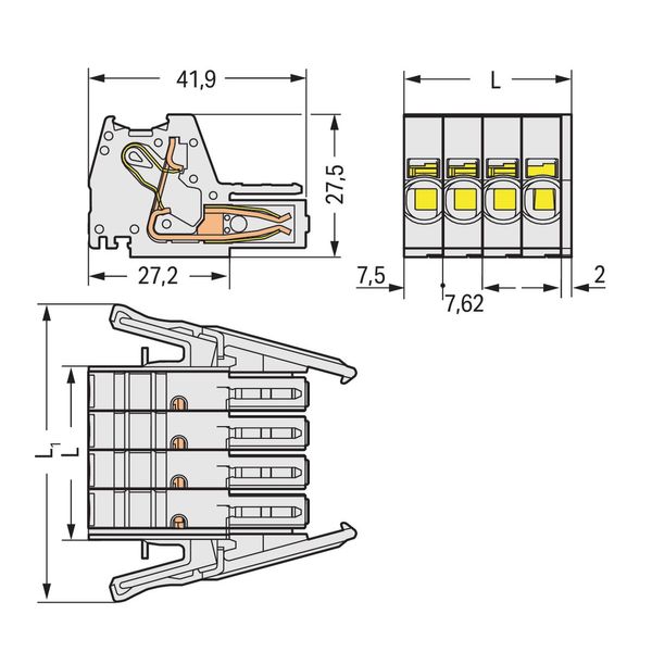 1-conductor female connector Push-in CAGE CLAMP® 10 mm² light gray image 3